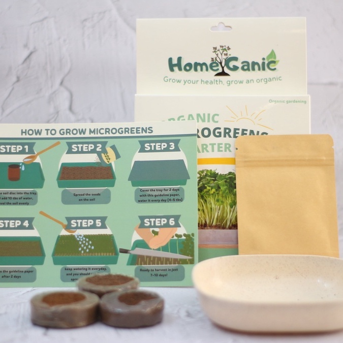Microgreens Starter Kit Salad Mix - Microgreens Grow Kit - Paket Menanam - Gardening Kit - HomeGanic