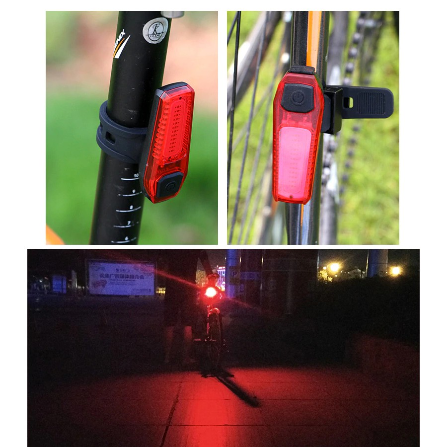 Lampu Belakang Sepeda USB Rechargeable / Rear Tail Bike Portable Light Lamp