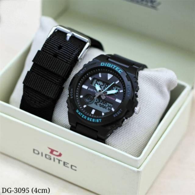 JAM TANGAN CEWEK WANITA ORIGINAL DIGITEC DG 3095 / DG 4090 WATER TAHAN AIR FREE KOTAK TALI KANVAS