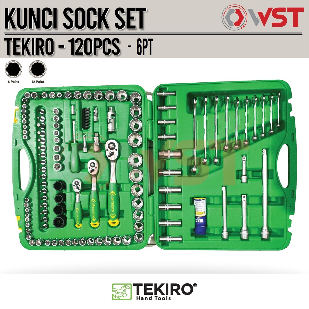 Tekiro Kunci Sock Set 120pcs 1/4" 3/8" 1/2" 6PT - Sok Set 120 PCS