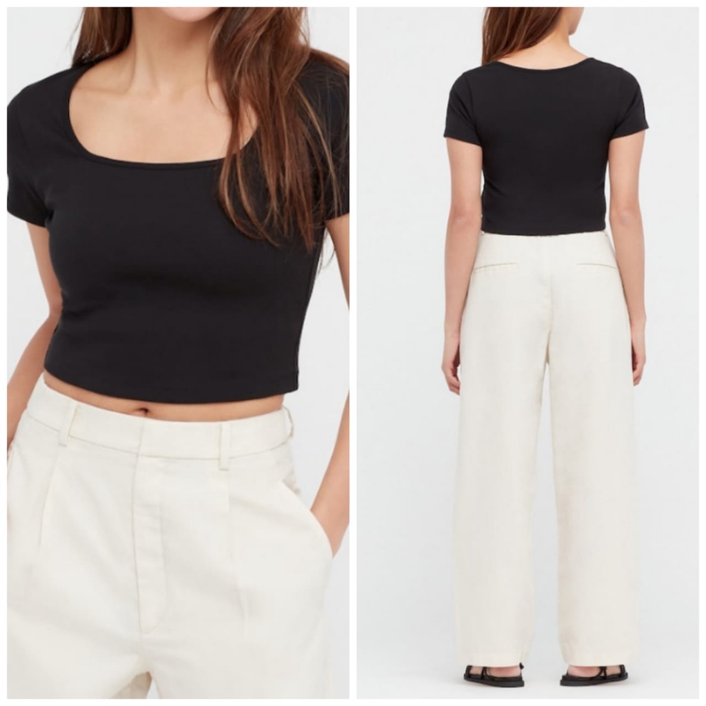 women square neck cropped T-shirt