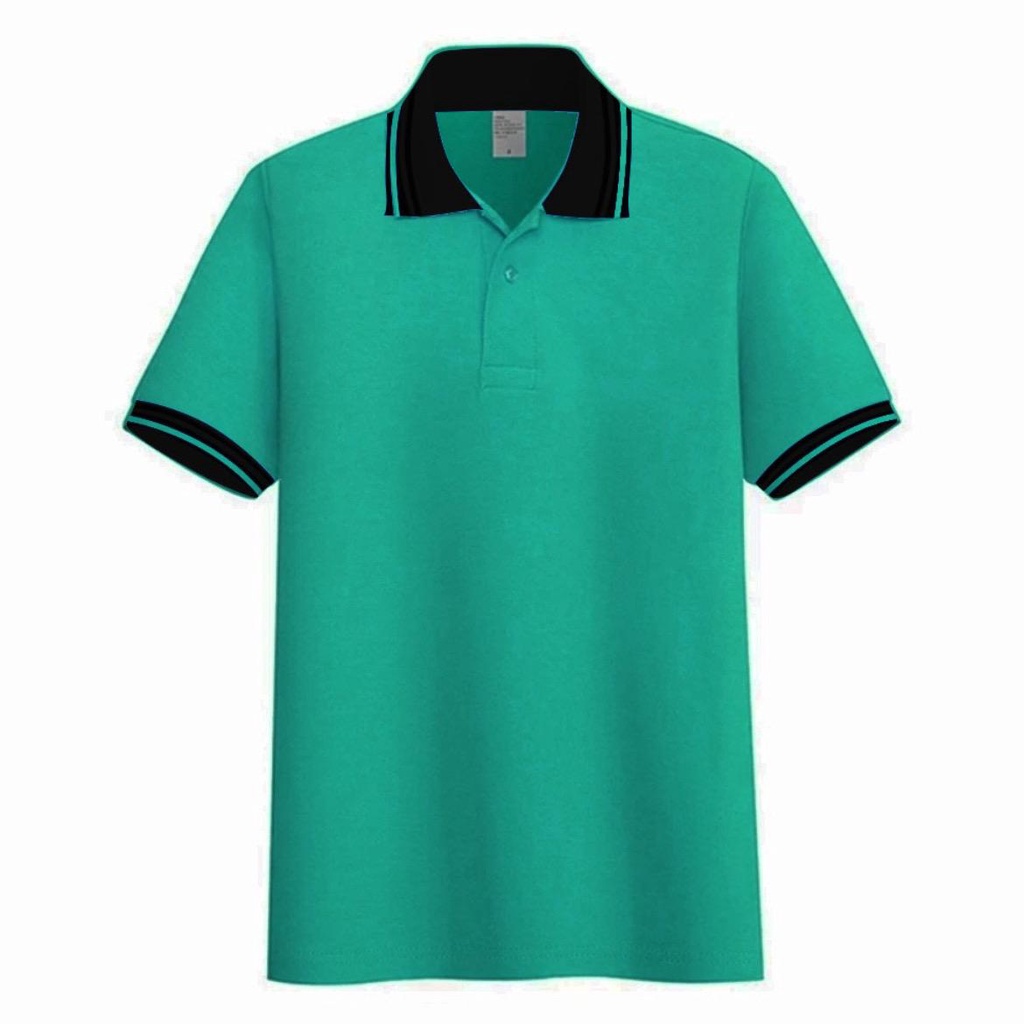 Kaos polos - Poloshirt Hijau Tosca kerah stripe | kaos kerah pria polo shirt lengan pendek | atasan baju kaos seragam polos