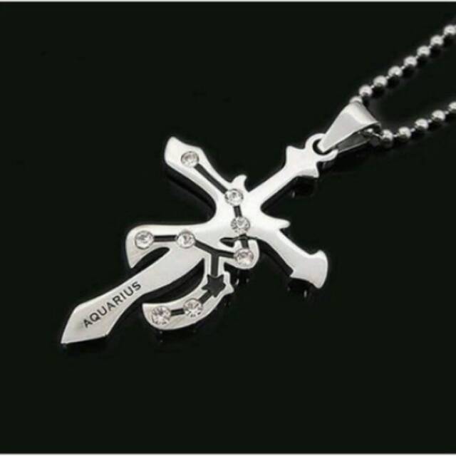 Kalung cowok / kalung cewek / kalung zodiak /kalung murah/ kalung titanium/kalung aquarius