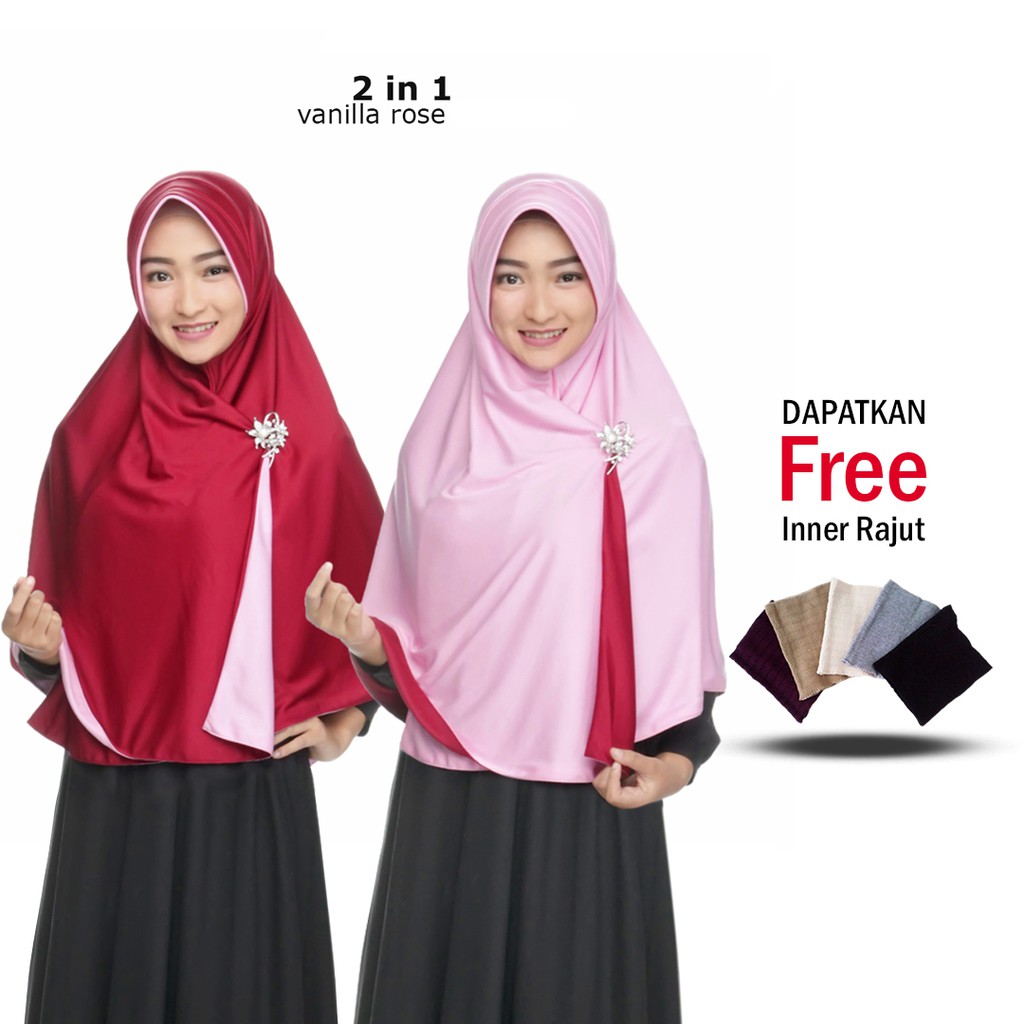 Bayar ditempat Jilbab  Instan Pricilla 2in1 Original 