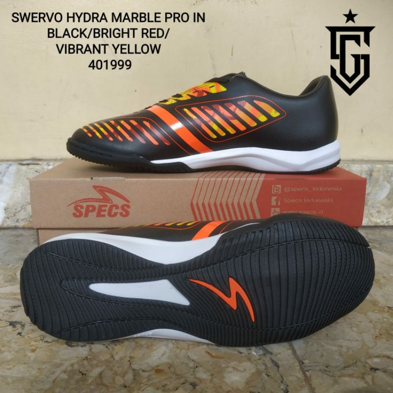 Sepatu Futsal Specs Swervo Hydra Marble Pro IN Black Bright Red [401999]