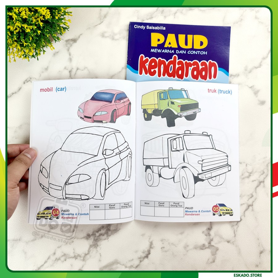 PAUD Mewarna dan Contoh KENDARAAN 1-2 mewarnai Kendaraan