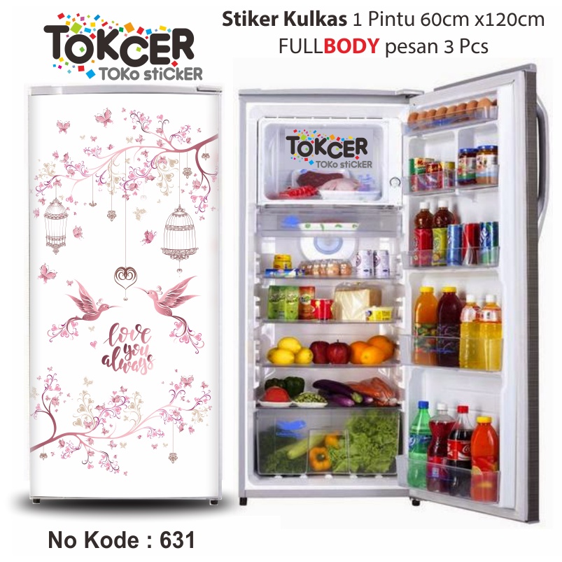 STIKER Kulkas 1 Pintu atau 2 Pintu Motif Burung