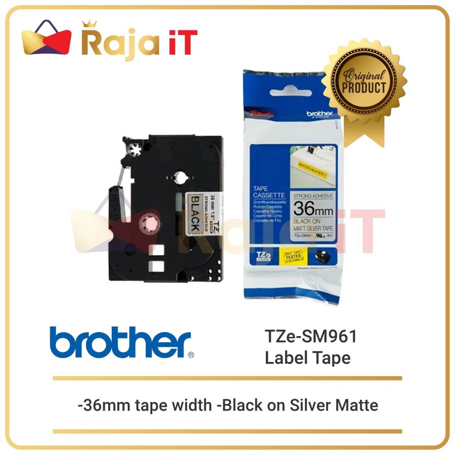 

BROTHER Label Tape TZE SM961 Strong 36mm 36mm Black On Matte Silver