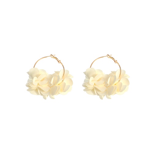 LRC Anting Tusuk Fashion Geometric Fabric Flower Alloy Large Ring Earrings K37005