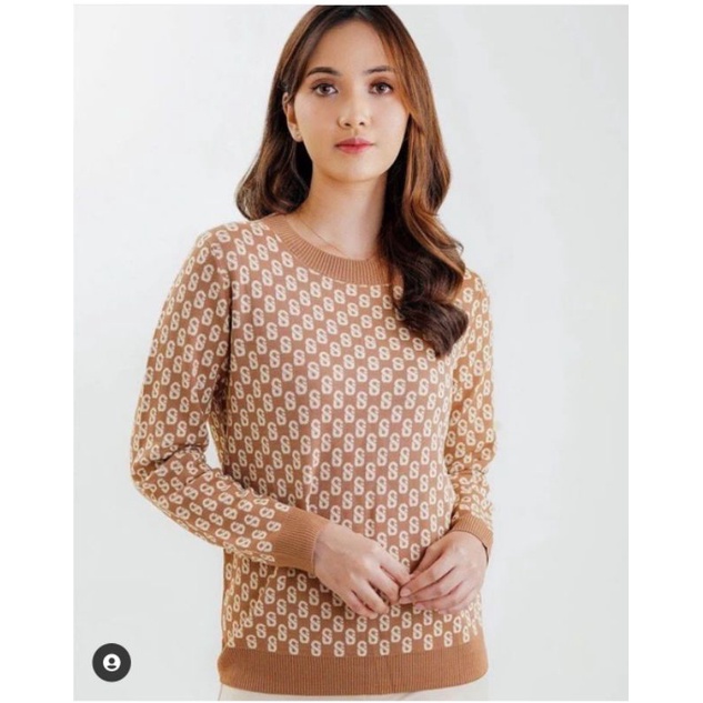 Sold Signature Monogram Sweetshirt Caramel size XL Buttonscarves x Benang jarum
