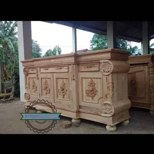 Buffet/Bivet Penyekat Ruangan/Meja Tv Hias Ruang Tamu Kayu Jati MENTAHAN/Meja Tv Ukir Jepara