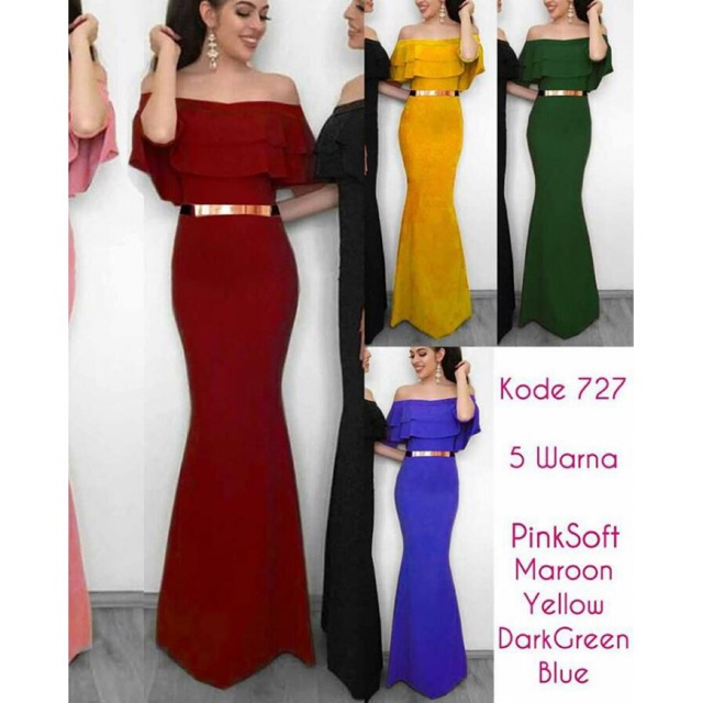 731#READY #727L long dress pesta mewah scuba duyung+FREE BELT BESI