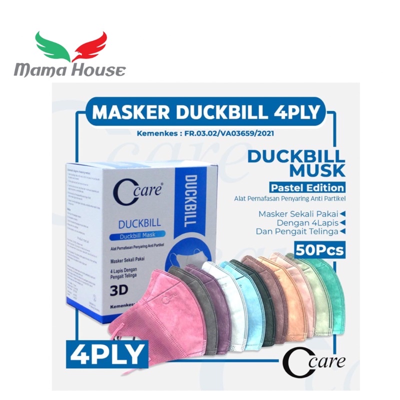 [MH] C-CARE MASKER DUCKBIL 4PLY WARNA WARNI ISI 50 + BOX