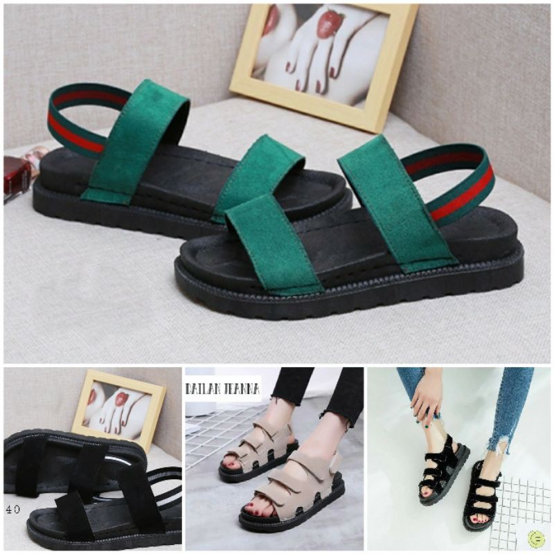 SANDAL SANTAI STRIPS WANITA SENDAL PUYUH MURAH VINTAGE TALI KOREA GOSH MURAH IMPORT