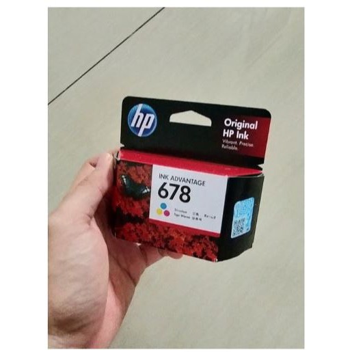 Catridge Tinta Asli HP 678 Tiga Warna (Biru, Merah, &amp; Kuning)