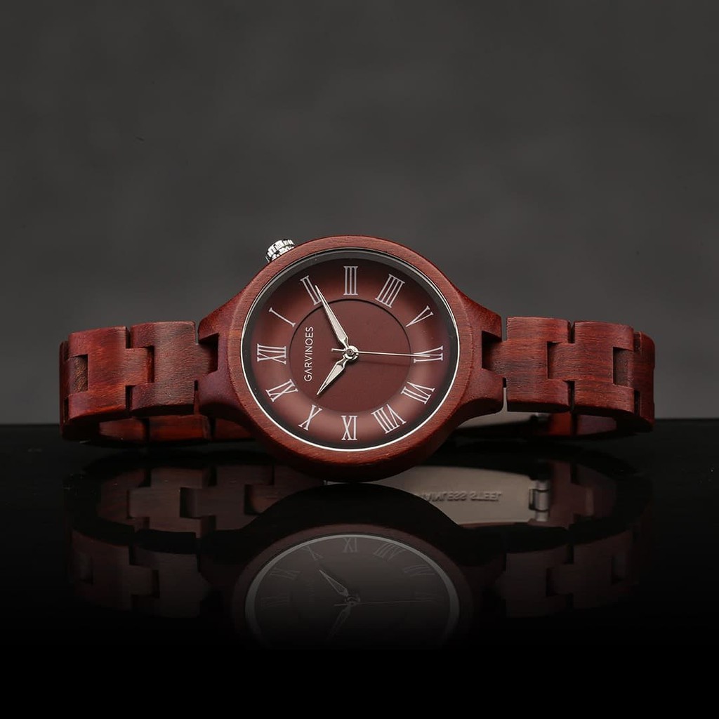 JAM TANGAN KAYU ORIGINAL GARVINOES - Olivia Red / JAM TANGAN BRANDED WANITA MURAH