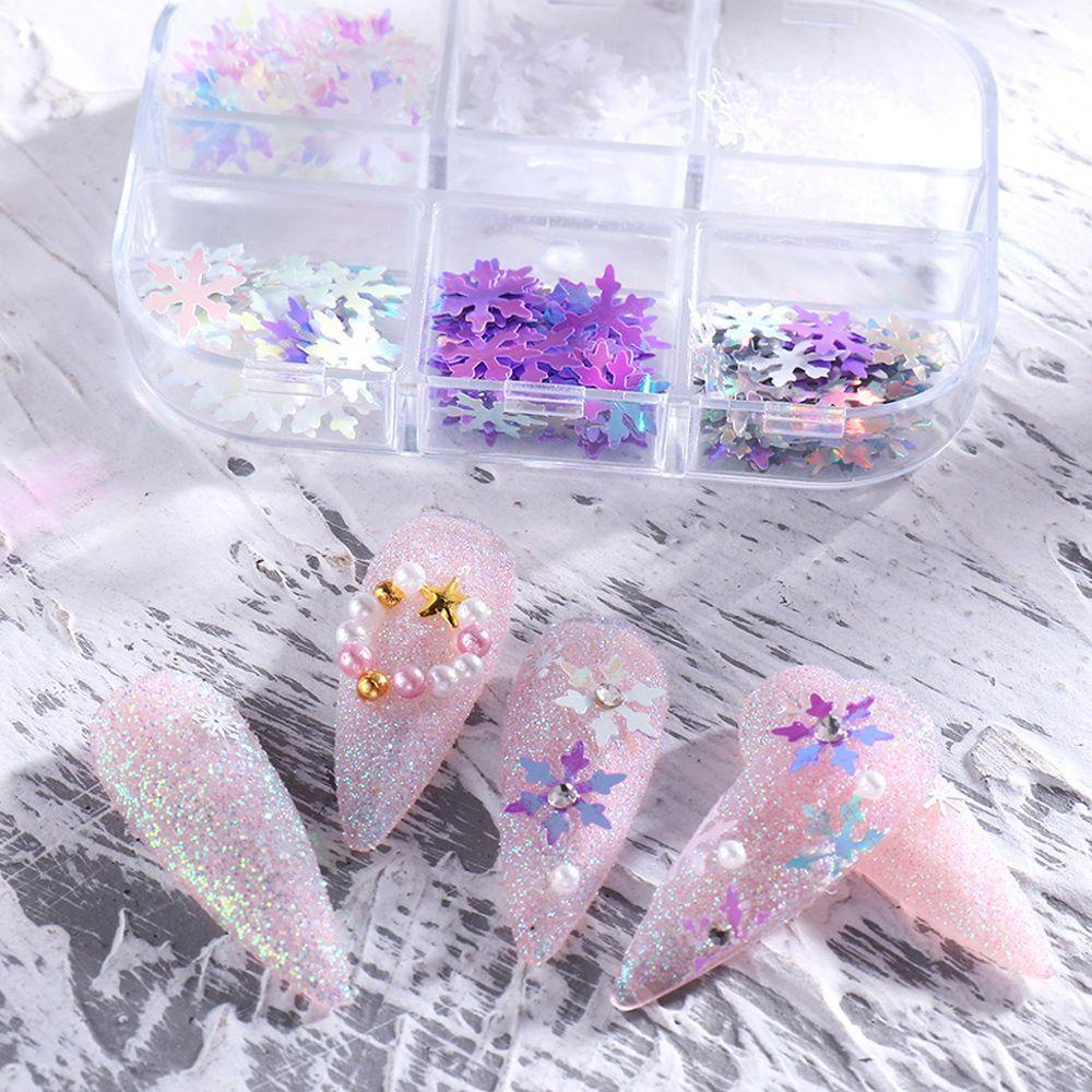 AUGUSTINA Agustina Nail Art Payet Wanita Holo Maple leaf Glitter Flake Winter Paillette 3D Dekorasi Nail Art