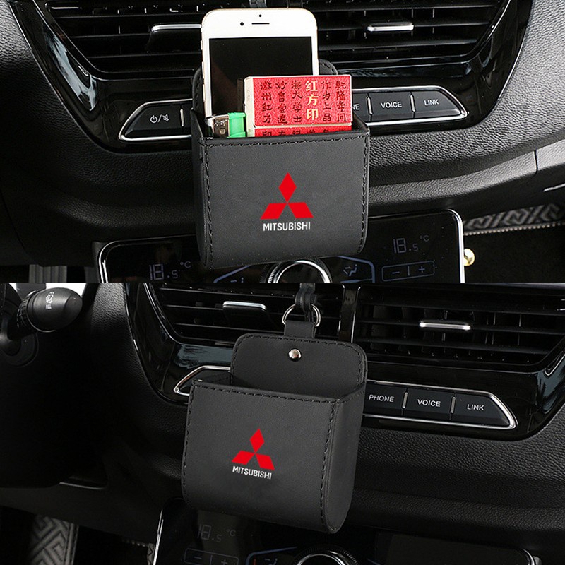 Kotak Penyimpanan Kacamata / Handphone / Kunci Bahan Kulit Untuk Ventilasi Ac Mobil Mitsubishi