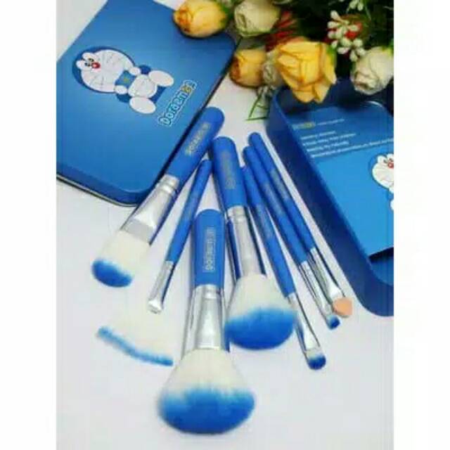 Set doraemon Makeup Brush 7pcs Paket Set Kuas Make Up doremon