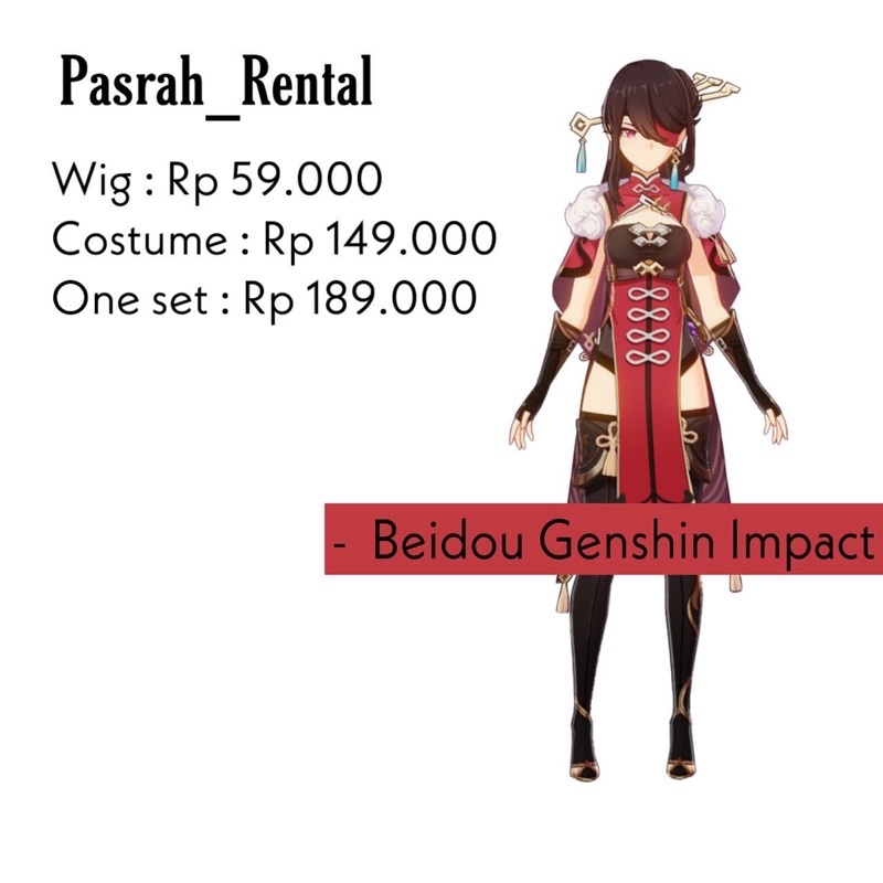 SEWA RENTAL KOSTUM / COSPLAY BEIDOU GENSHIN IMPACT