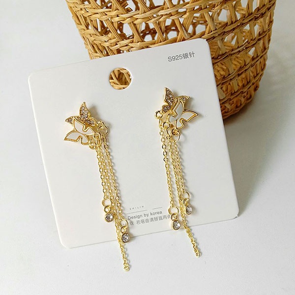 anting s925 kupu - kupu rumbai butterfly tassel earrings jan269 (3E2)