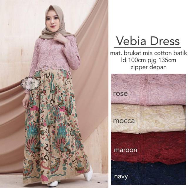 Batik Gamis Brokat Vebia Dress Brokat