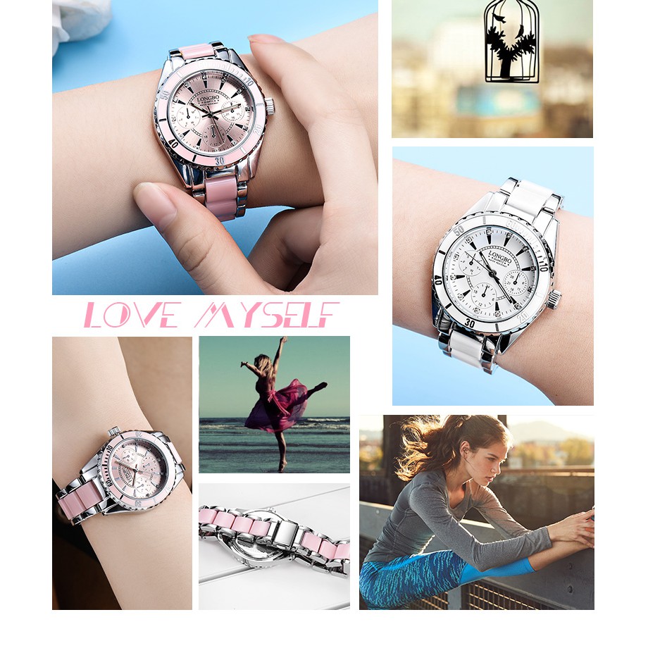 Longbo 80303 Jam Tangan Wanita Casual Bisnis Stainless Steel Metal Mewah Original Bonus Jam Tangan Mairu 541727