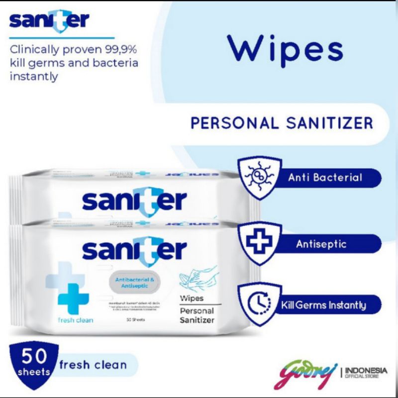 TISSUE BASAH SANITER 50 LEMBAR / SANITER WET WIPES 50