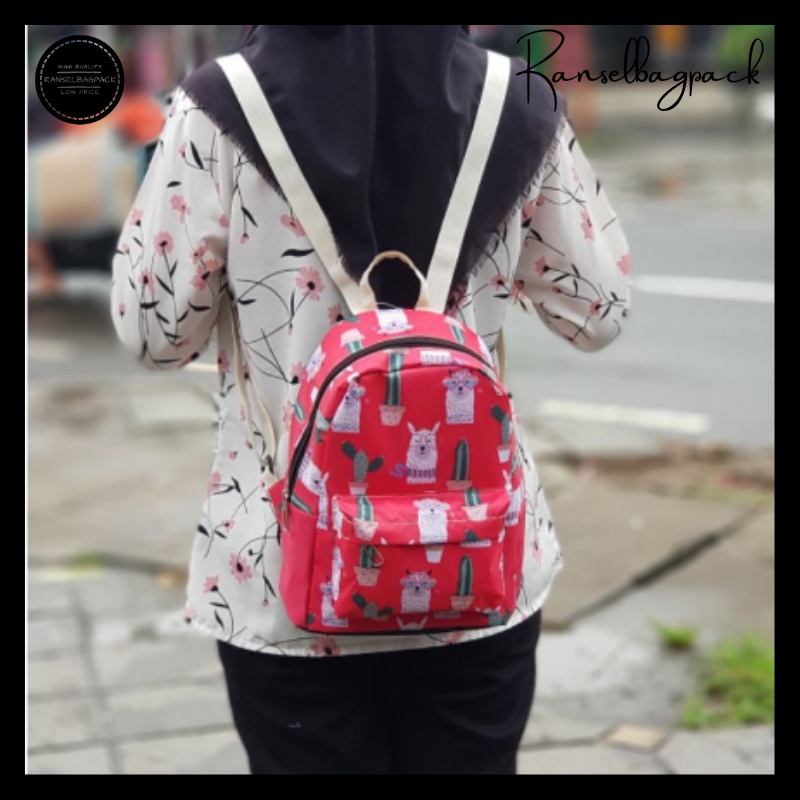 Tas Ransel Mini Backpack Punggung Bahu Model Fashion Korea Terbaru Murah Bagus Waterproof Sekolah Kuliah Kerja Traveling Remaja Dewasa Simple Casual Elegan Perempuan Wanita Cewek