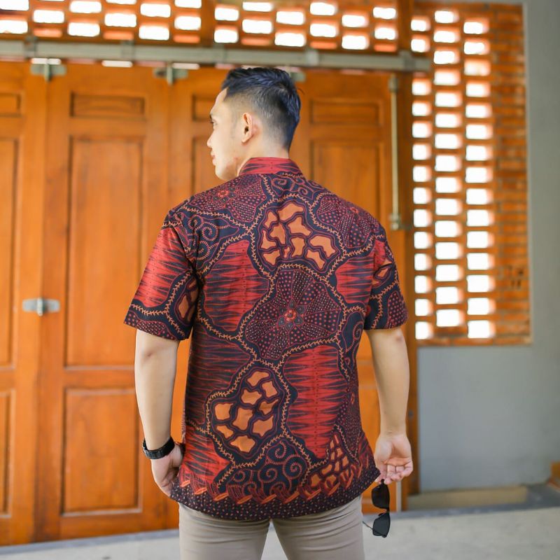 Baju Batik lengan pendek full puring slimfit