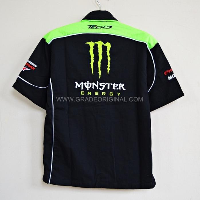 Kemeja Bordir Automotif Yamaha Tech3 Monster Energy - Hitam, Xl Best Quality