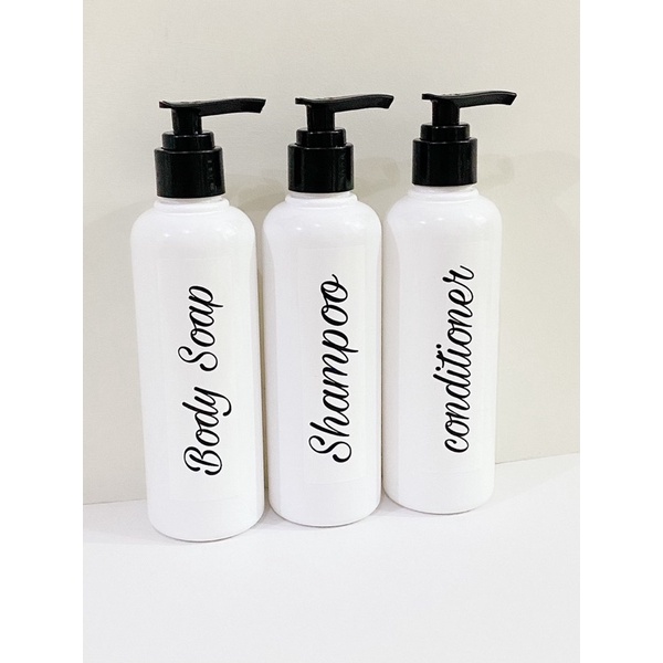 3PCS bottle putih250ml. minimalist refill bathroom organizer botol pump sabun sampo paket wadah cair