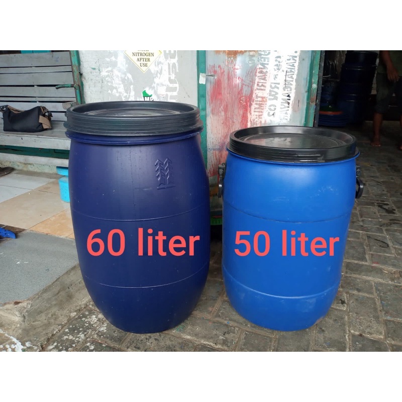 tong tempat sampah / gentong air dan drum/tong biru 60 liter 50 liter