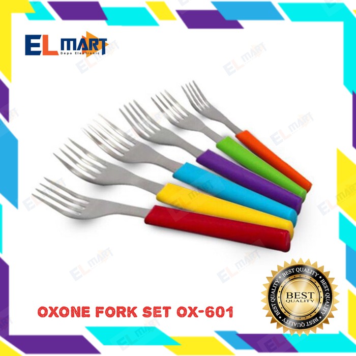 OXONE Ranbow fork set 6pc OX 601 - Garpu makan stainless tebal Ori