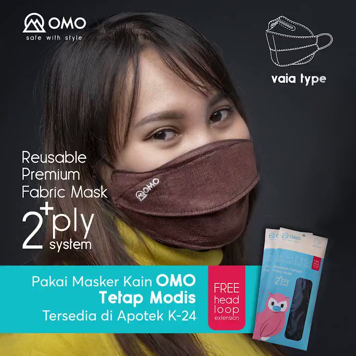 OMO VAIA MASKER KAIN DEWASA 2+ PLY ( FREE HEAD LOOP)