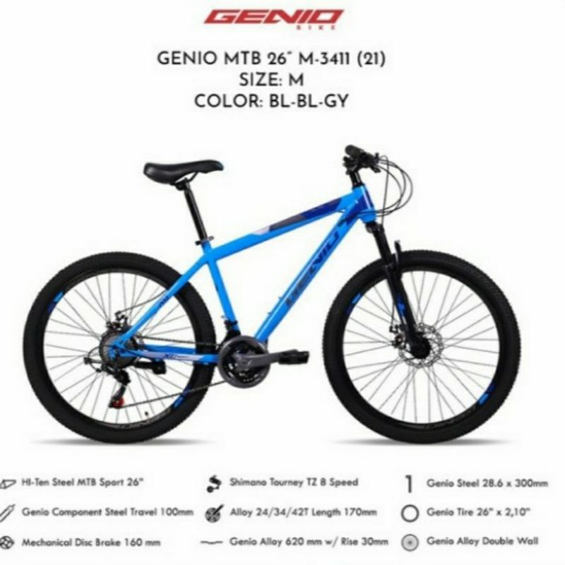SEPEDA GUNUNG MTB GENIO 3411(21)BY UNITED 26 INCh