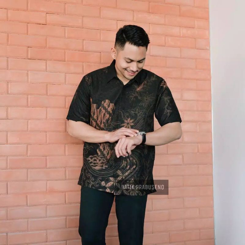 KEMEJA BATIK DOBBY PEKSI LENGAN PENDEK BATIK PRIA BATIK PRABUSENO