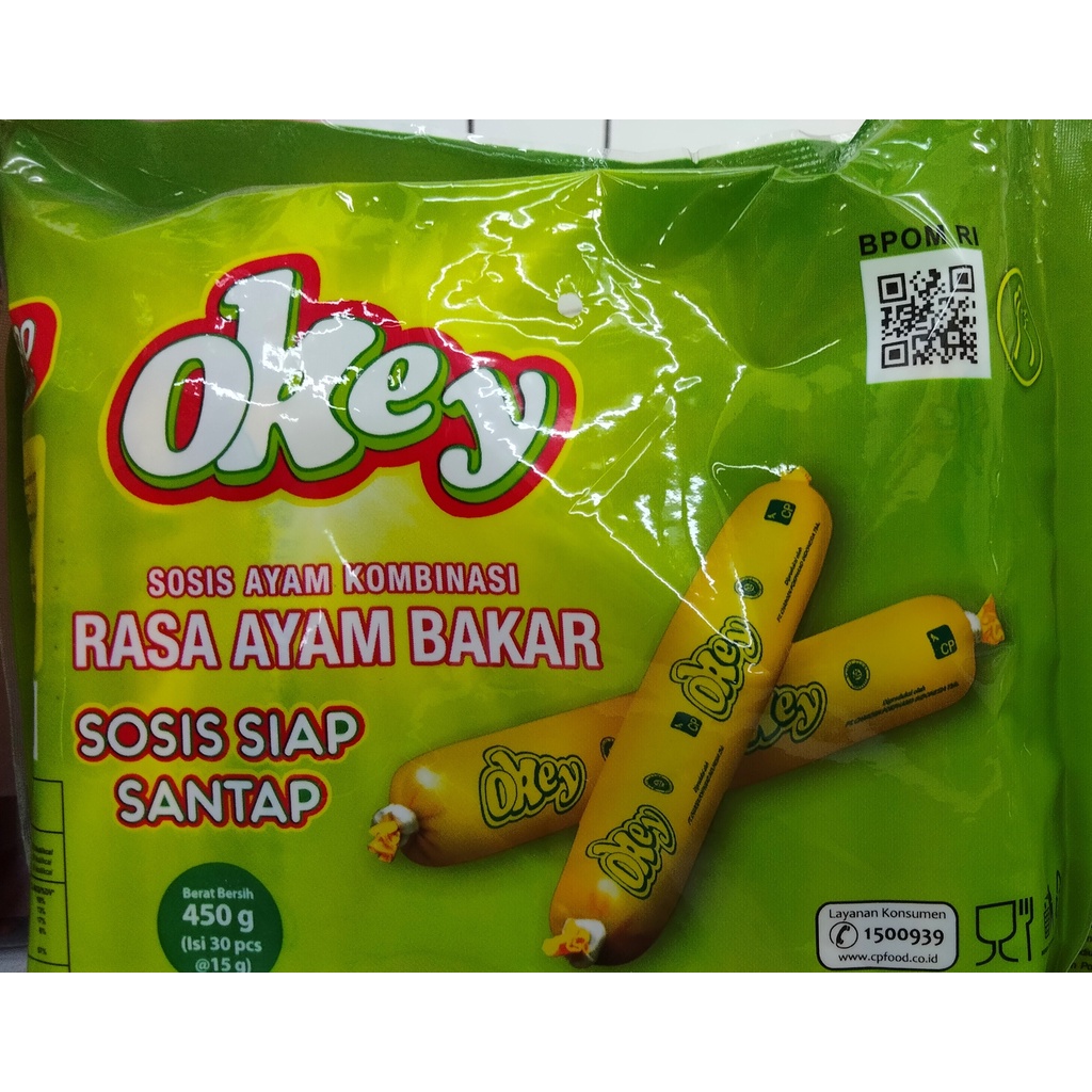 

(Ready) Sosis Ayam Kombinasi langsung makan OKEY rasa Ayam Bakar 450Gram kemasan pack