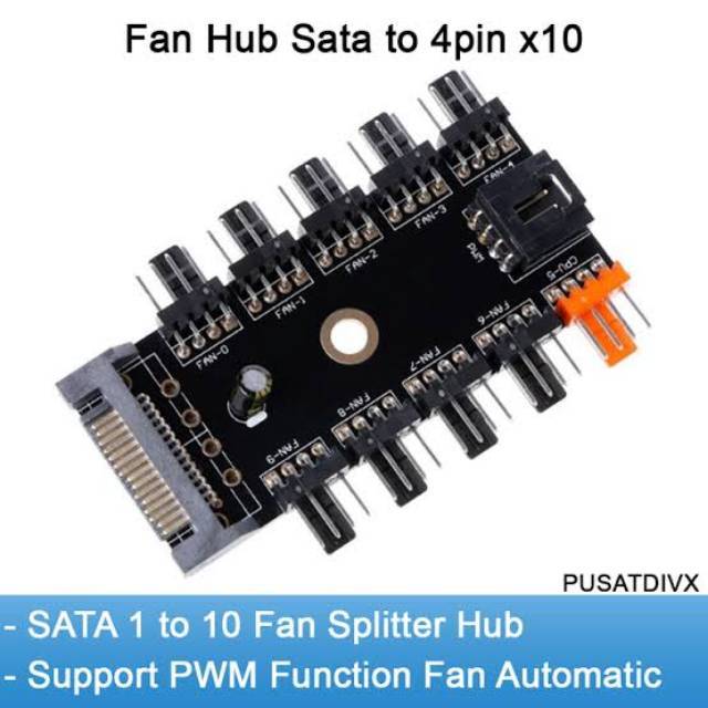 Splitter 1 to 10 PWM Fan Converter PC Sata casing