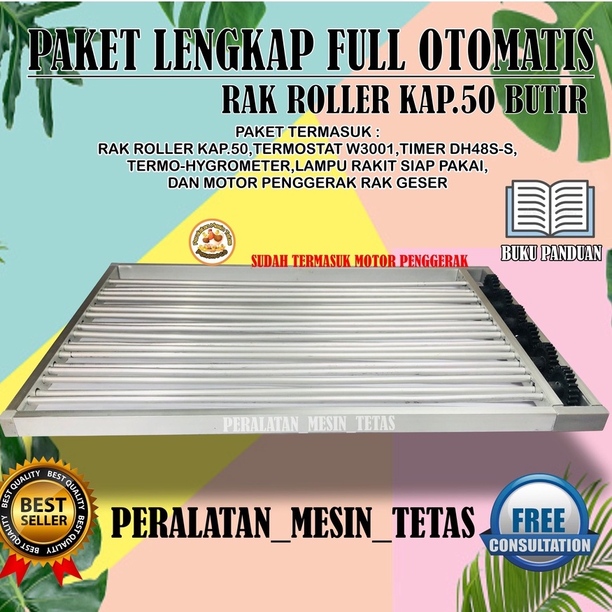 Paket Lengkap Rak Roller Mesin Tetas Full Otomatis Kapasitas 50 Butir Telur