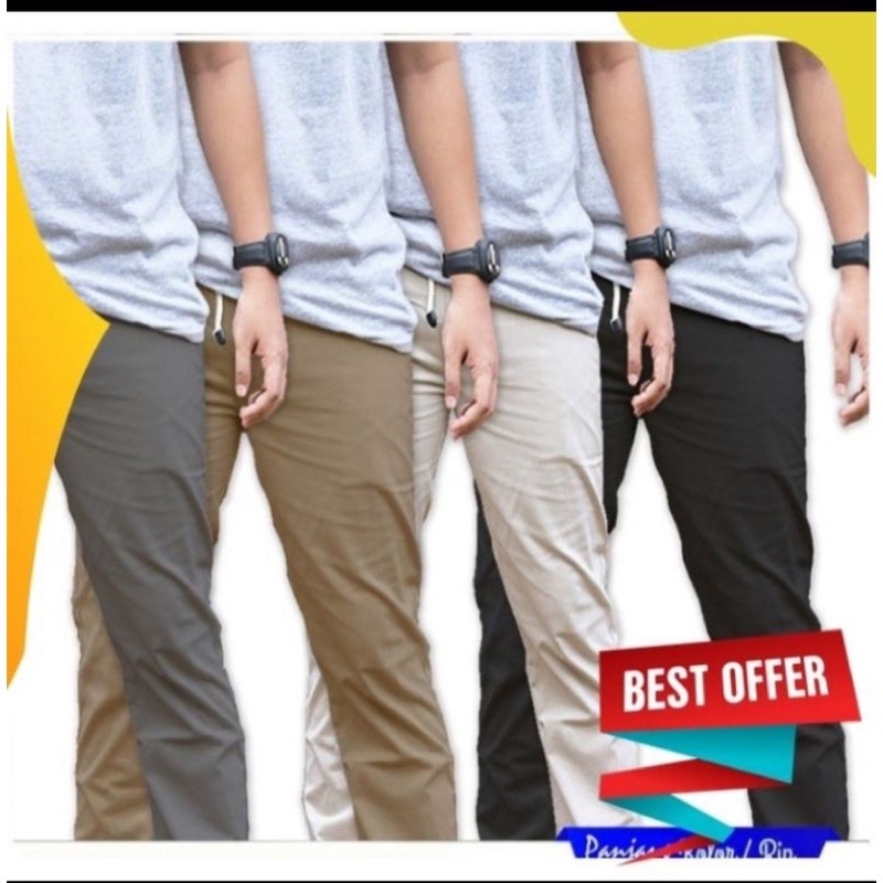 PROMO!!!!celana panjang dewasa model chinos 100rb dapat 4 pcs ukuran allsize 27-33