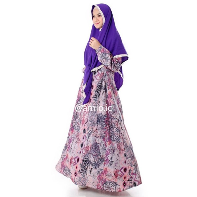 ABSTRAK ungu AmiO gamis wolfis PREMIUM size S M L XL