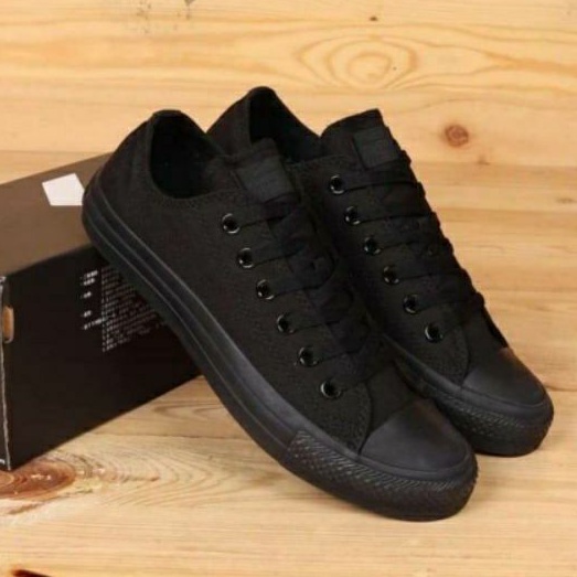 Sepatu Converse All Star Classic Low Warna Full Black Hitam Polos