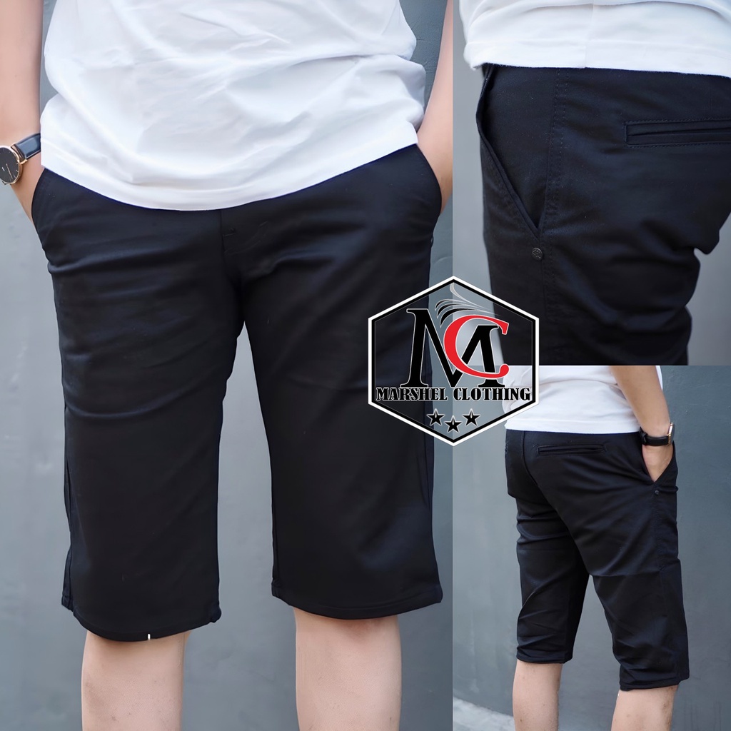 RCL - Celana Pendek Hitam Pria Cargo Kimpol Chino Termura Yangg Teraris Size JUMBO 27--34 S.M.L.XL