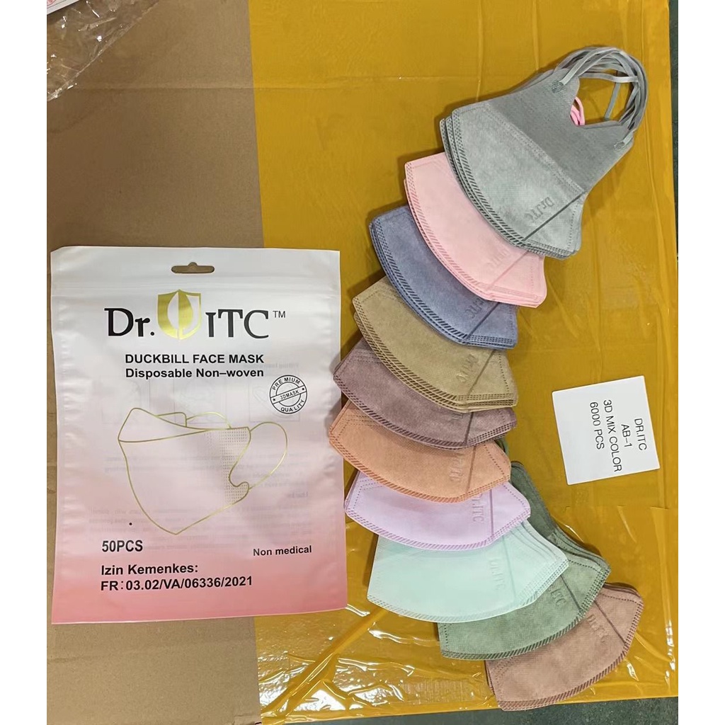 MASKER DUCKBILL COLOUR MIX DR.ITC ISI 50 PCS