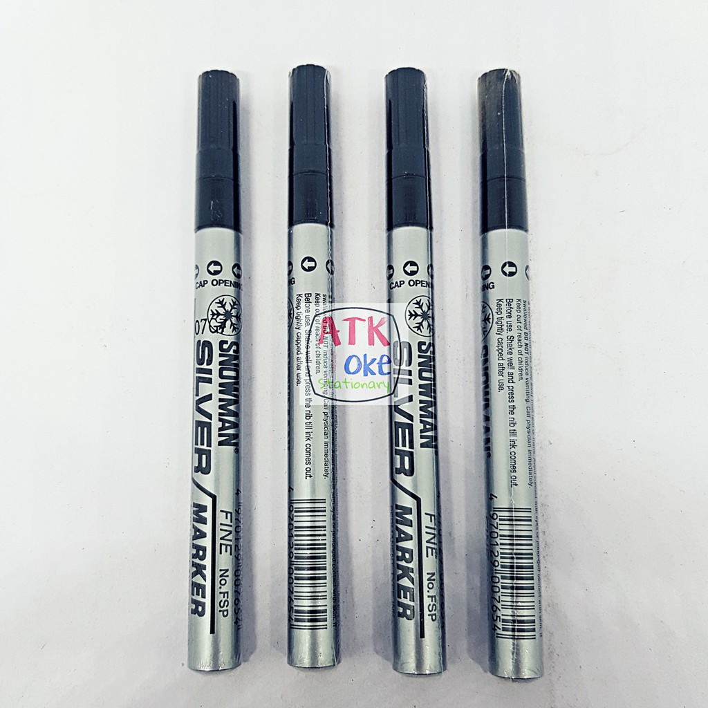 Spidol Snowman Permanent Maker Kecil ( tidak bisa di hapus ) Silver