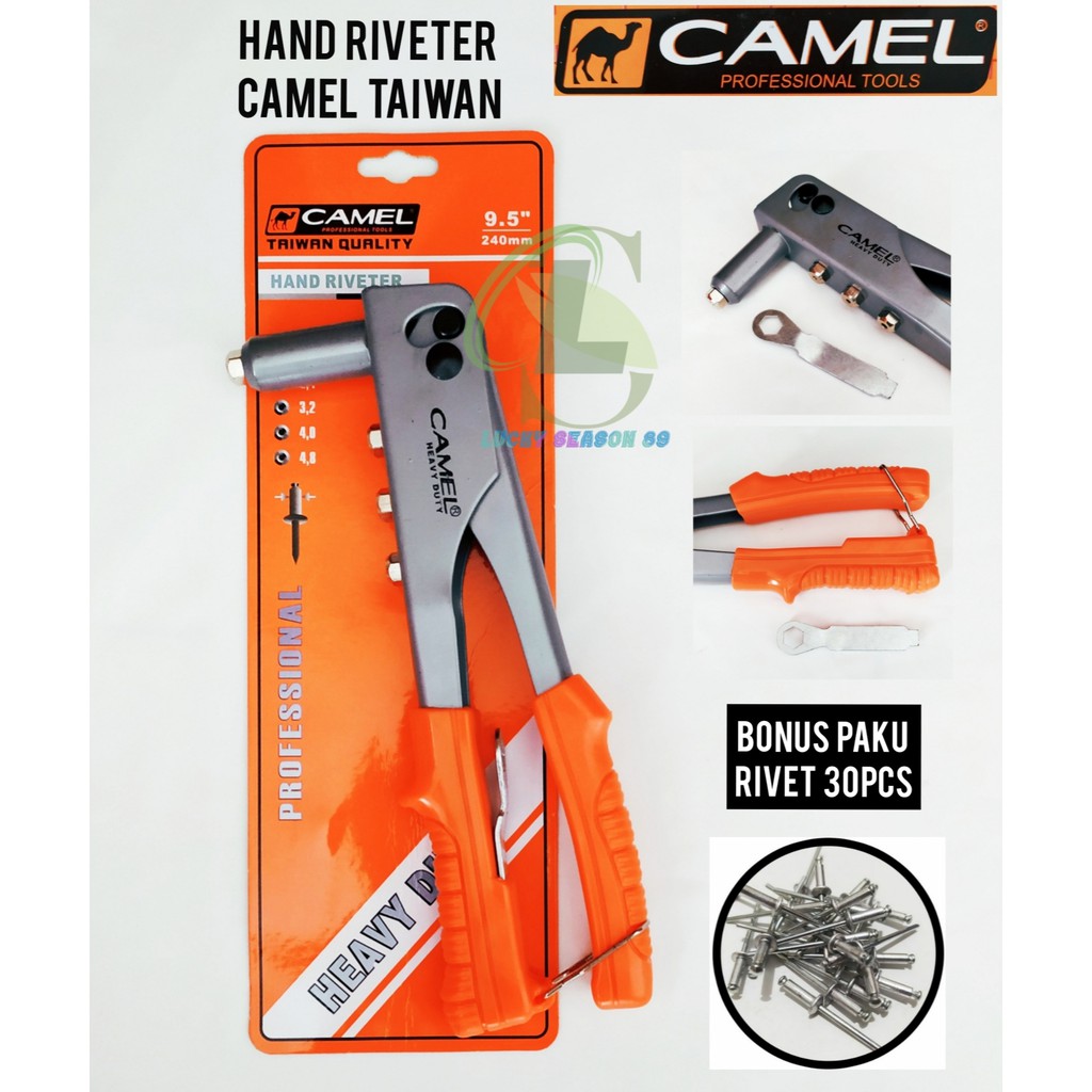 TANG RIVET CAMEL TAIWAN HAND RIVETER 2.4mm-4.8mm-BONUS PAKU TEMBAK 30pcs