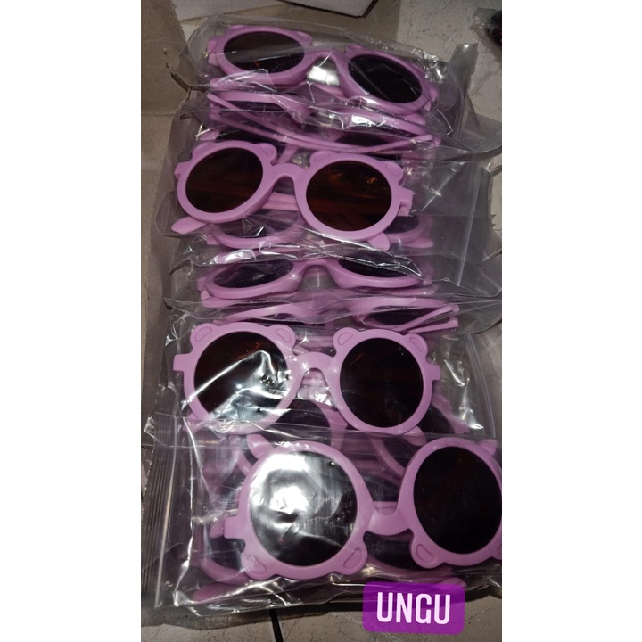 TERBARU Kacamata anak fashion telinga bear kacamata beruang hitam kids sunglasses-UNGU  beruang