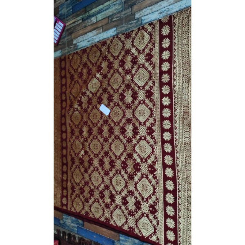 Songket palembang berlian ori merah marun