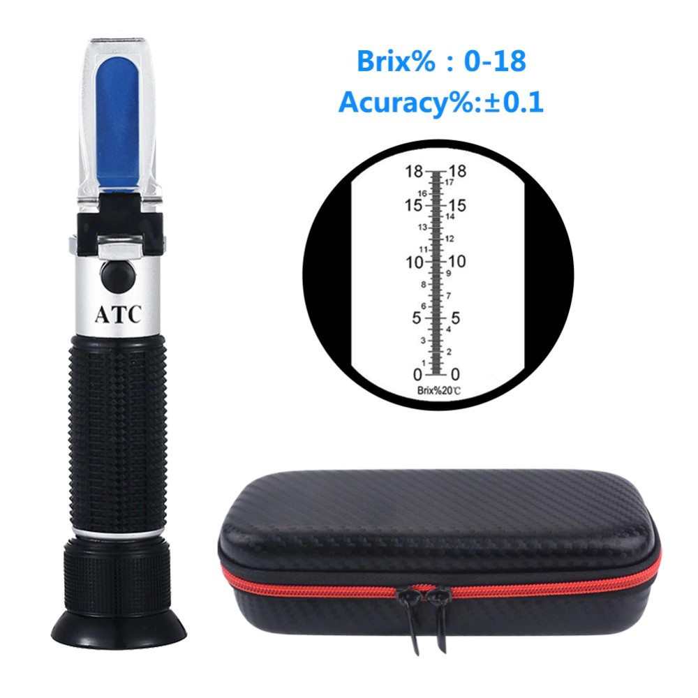 FREE ONGKIR New 0-18% Brix Refractometer For Brix Sugar Beer Brix Refractometer with ATC